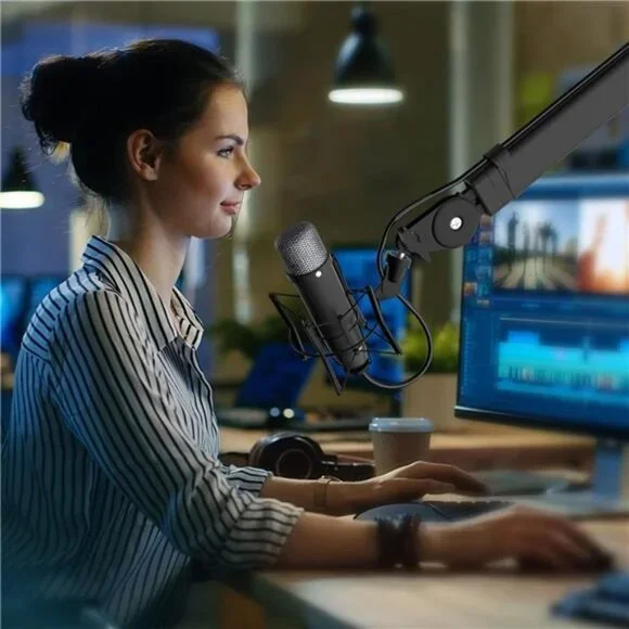 Mic Arm - Studio Boom Arm Mic Stand with Premium Anti-Pinch Covers